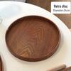 Wooden Retro Cake Stand & Tea Tray - Round Dessert & Storage Plate for Home or Cafe