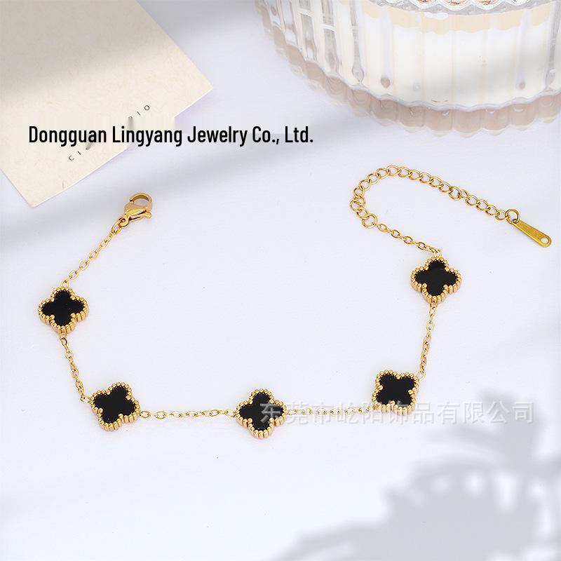 

Елегантний двосторонній браслет-чотирилисник – 11 мм п ятипелюсткова легка розкішна ювелірна прикраса 18K