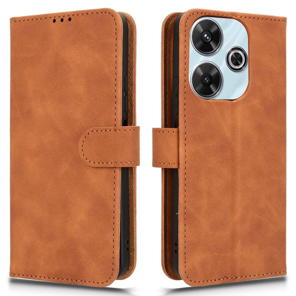 

For Xiaomi Redmi 13 5G/13 4G/Note 13R 5G Case Scratch-Proof PU Leather Flip Phone Cover Brown