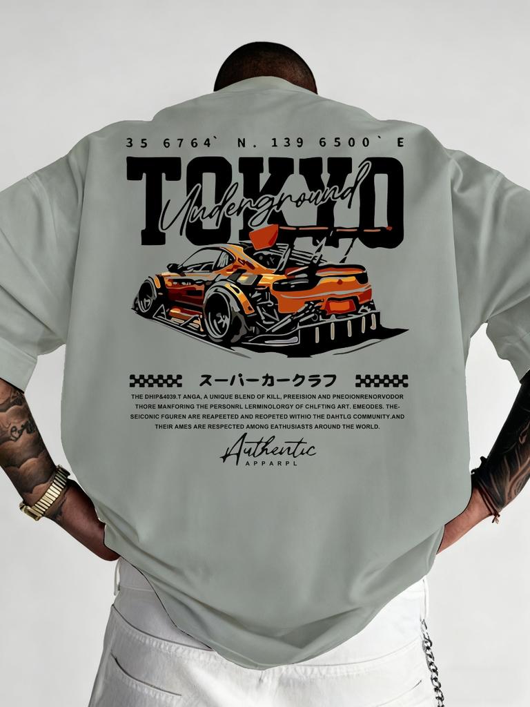 Unisexs Large JDM TShirt Japanese Drift Racing Anime Graphic Tee with Drift Car JDM Lettering Unisexs Tshirts for Summer