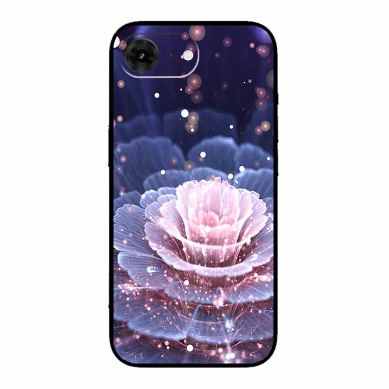 For iPhone 16e 2025 Case 16 E Coque Flowers Black Silicone Soft Back Cover Case For iPhone 16e Phone Cases 6.1" Funda Shockproof