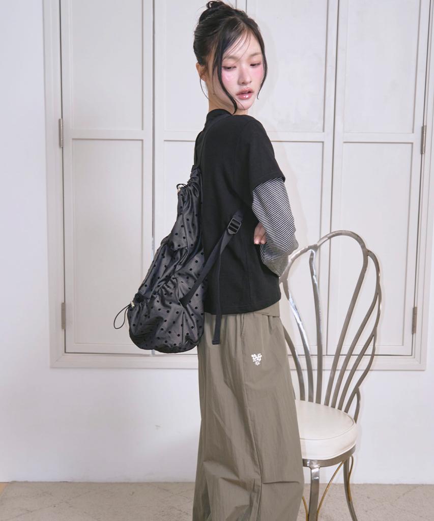 The Green Lab Ribbon String Dot Backpack [Grey]
