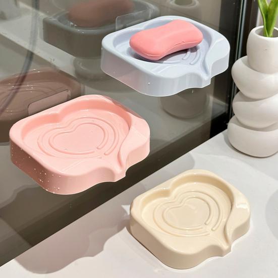Soap Box Holder with Quick Drain Design Anti-Slip Base Functional Soap Holder Plastic Soap Dish Bathroom Decor
