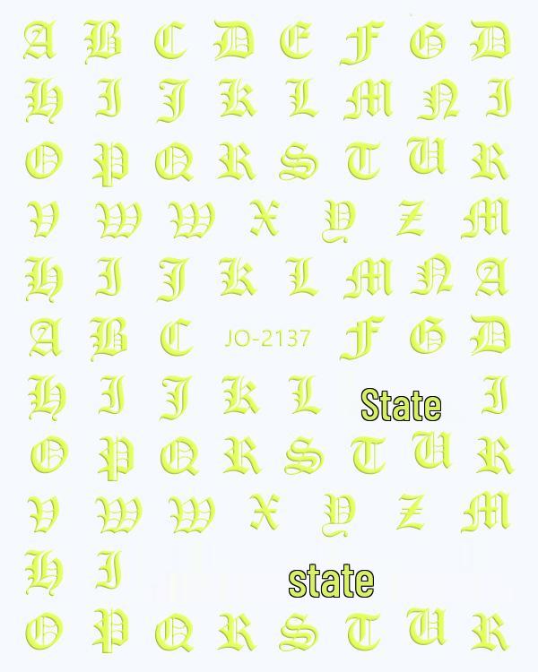 12-Color Gothic Letter 3D Nail Art Stickers: Fluorescent, Hot Stamping, Laser Decals