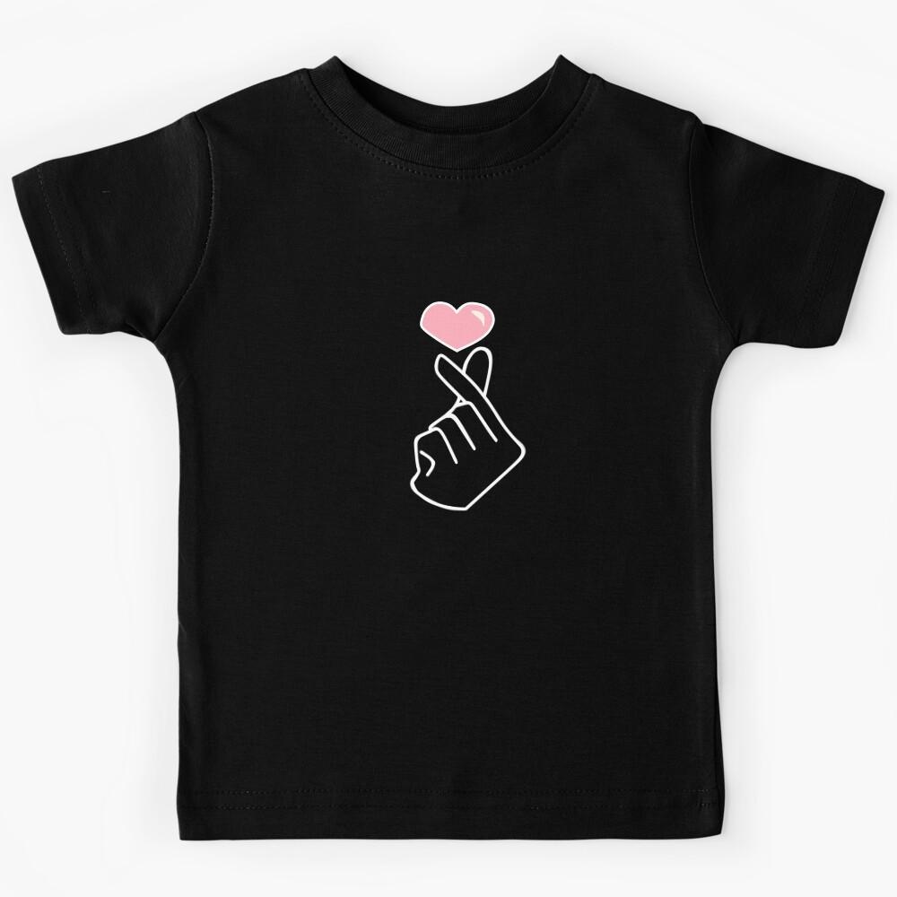 Kpop Korean Finger Heart design Kids T-Shirt 140