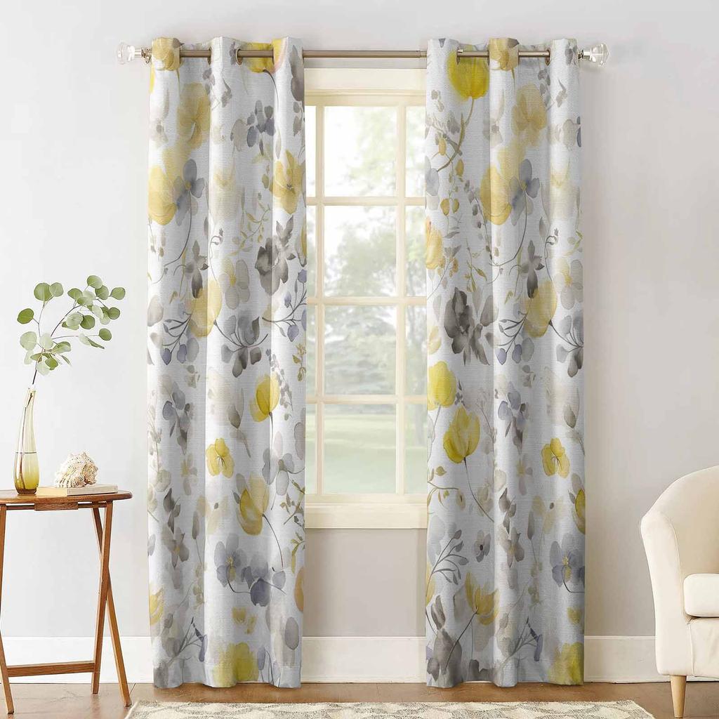 Gelb blühende Pflanzen Verdunkelungsvorhänge für Wohnzimmer Schlafzimmer Fensterdekoration Jalousien Vorhänge