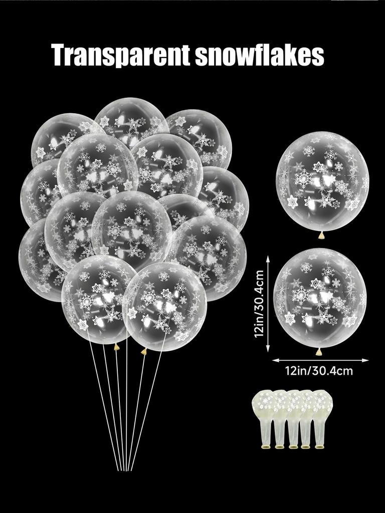 15pcs Blue Gray Transparent Snowflake Latex, Ice and Snow Winter Theme Christmas Birthday Wedding Baby Shower Decoration