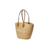Gucci Woven Straw Tote Bag Leather Trim Large Capacity Beach Handbag 779530-9AAE9-9541