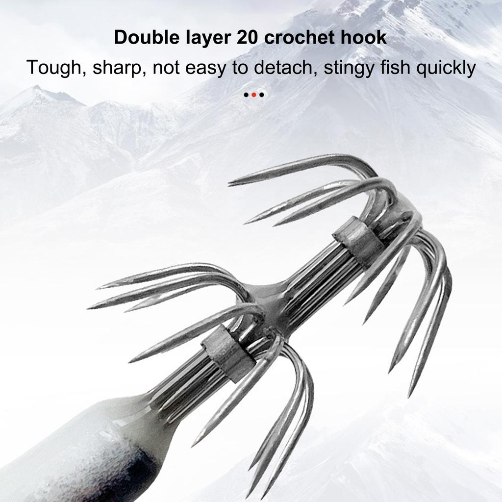 5Pcs 8cm Luminous Squid Jig Hook Fishing Lure Wood Shrimp Cuttlefish Hard Bait Artificial Fake Octopus Lures for Night Fishing