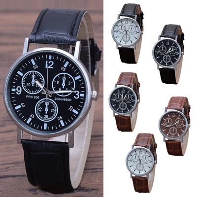Three Eye WATCH QUARTZ Men's Watch Blue Glass Band Watch Men's Watch