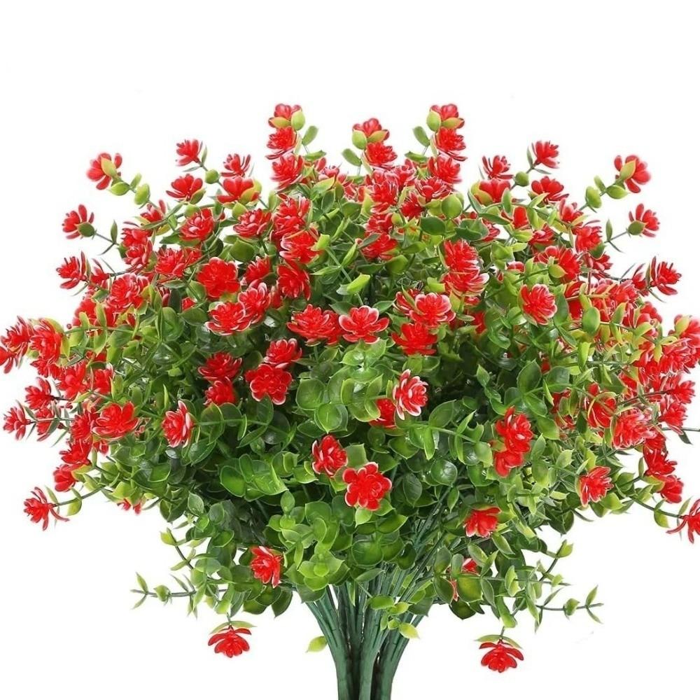 12pcs Artificial Eucalyptus Camellia Flower UV Resistant Party Supplies Artificial Flowers Floral Bouquets DIY Accessories