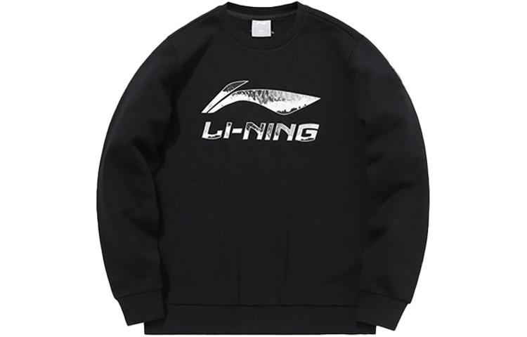 Мужская повседневная спортивная толстовка с флисовой подкладкой Li Ning, термо, стандартная, черная AWDQC91-6 L