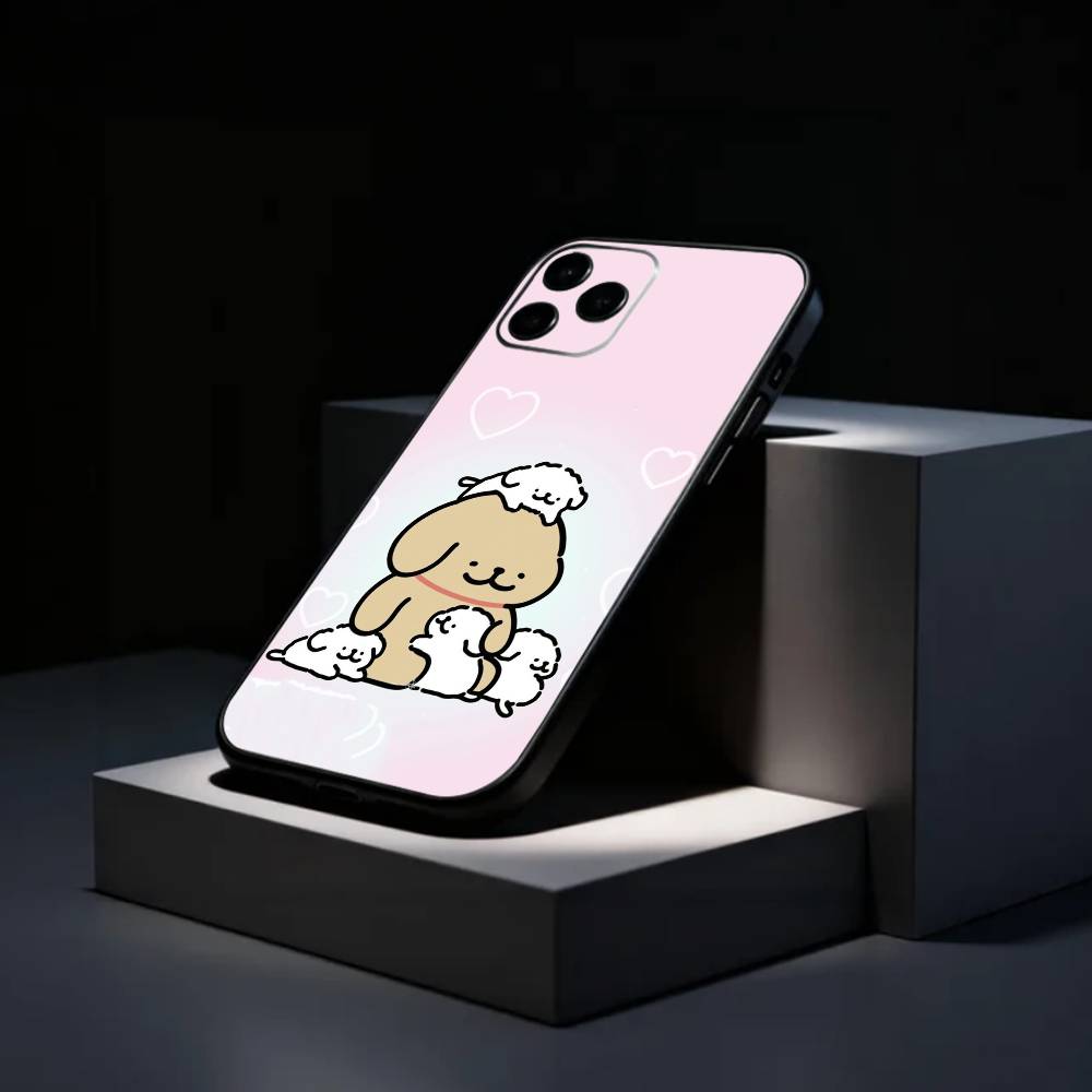 L-Lovely Line Puppy Cartoon Cute Dog Phone Case Silicone Soft For IPhone 17 16 15 14 13 12 11 X XR Plus Pro Max Plus