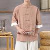 Men's Lightweight Mandarin Collar Printed Shirt Summer Chinese Style Oriental Design Casual Cultural Wear