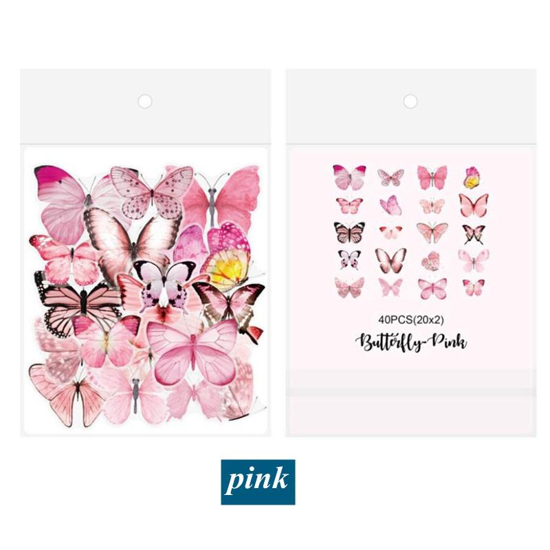 Set di 40 adesivi trasparenti in PET con farfalla vintage per stampi in resina per album fai da te
