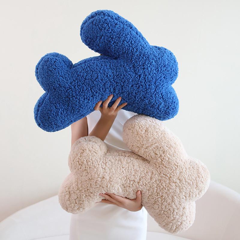 Nordic Bunny Plush Cushion With Spliced Fabric For Living Room Decor And Sofa Support
