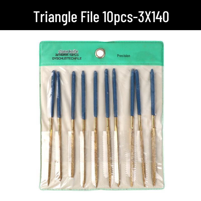 Titanium-Plated Diamond File Set: Flat/Incline with Extra Grade Carborundum for Precision Shaping, Free Shipping