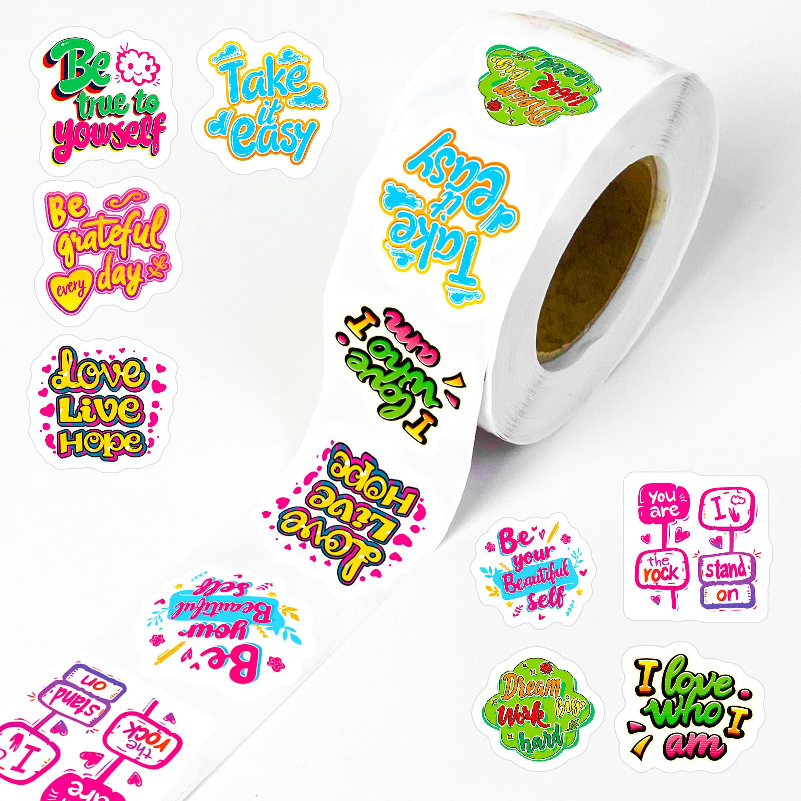 

500 Sheets/Roll English Graffiti Roll Sticker Inspirational Phrases Children S Learning Materials Personality Creativity Roll Sticker
