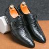 New Pointed Alligator Pattern Chelsea Shoes Men Designer Monk Strap Loafers Formal Wedding Prom Dress Footwear Shoes for Men
