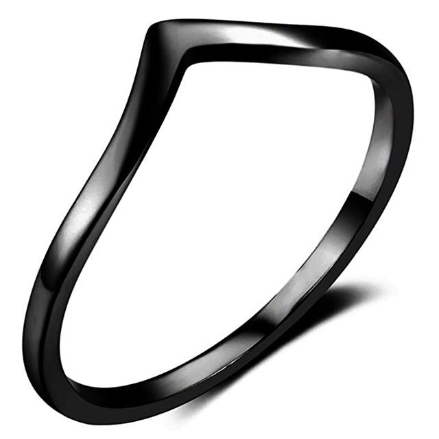 Fashion V Ring Stainless Steel Simple Design Weeding Ring for Women