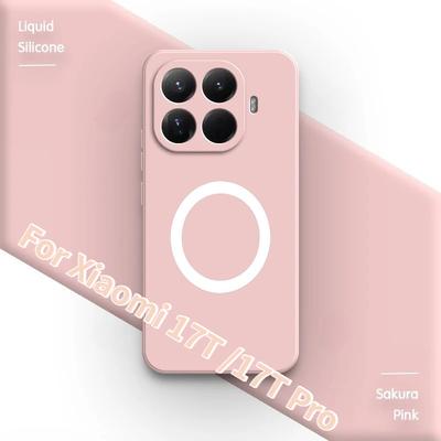 Quality Liquid Silicone Car Magnetic Holder Case for Xiaomi 17T Pro 15 14 13 Ultra Slim Inner Fleece Protection Cover
