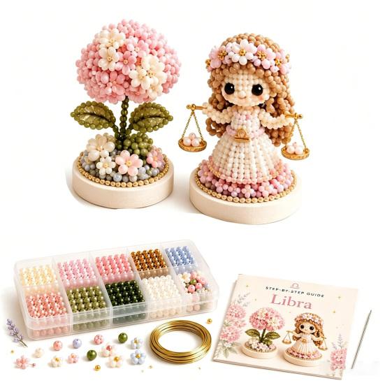 12 Zodiac Signs Bead Craft Kit DIY Beaded Garden Kit 3D Beaded Astrology