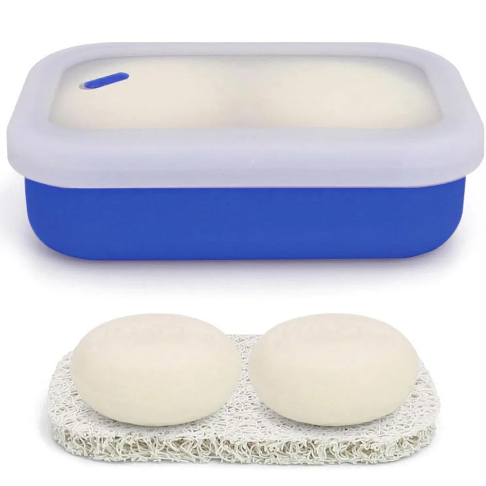 

Портативный дорожный мыльница с сушилкой, твердый держатель для шампуня, силиконовый дорожный мыльница, герметичный контейнер для мыла синий