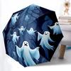 1pc Ghost Forest Auto Windproof Umbrella 8 Rib Portable Folding Black Iron Frame for Outdoor, Beach, Travel, Beach Umbrella050