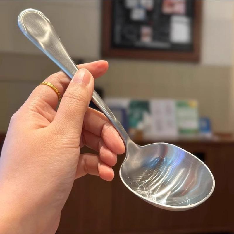 19cm Large Soup Spoon 316L Stainless Steel Dishwasher Safe Dinner Spoons with Round Edge, Long Handle Large Tablespoons,1pc