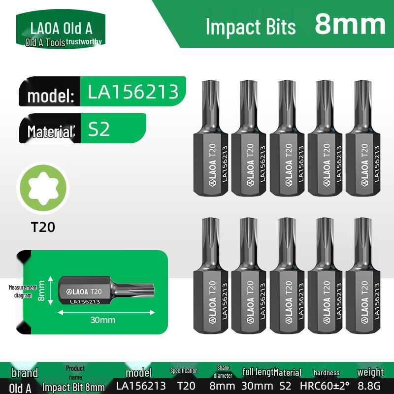LAOA T20 Electric Screwdriver Bit Set, 10-Piece
