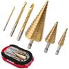 6Pcs Step Drill Bit Saw Drill Bit Set Titanium Milling Cutter 4-12 4-20 4-32mm 3 6 8mm For Woodworking Metal Core Hole Opener