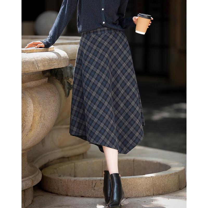 Women's Irregular Hem Plaid A-line Skirt