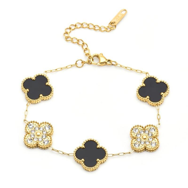 13mm Four Leaf Flower Bracelet Ladies Women's Fashion Four Leaf Flower Titanium Bracelet