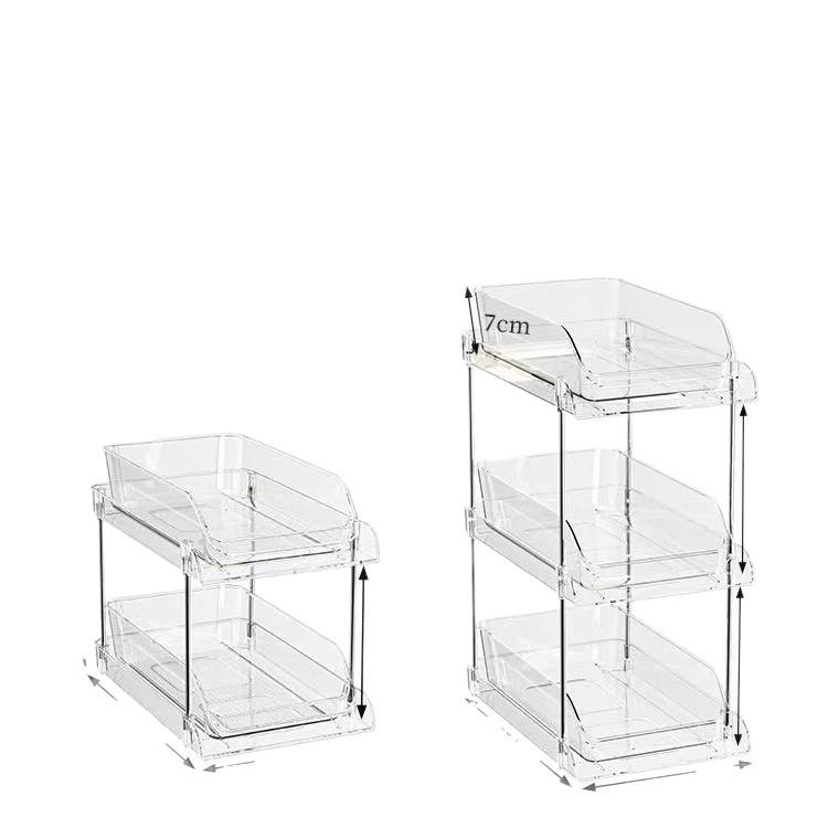 Luxury Double-Layer Pull-Out Cup Holder & Organizer: Kitchen Desktop Multi-Purpose Storage Rack.