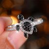 Trendy White Black Zircon Cute Turtle Vintage Silver Color Wedding Bands Engagement Rings For Women Men Minimalist