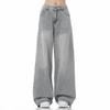Damen Helle Graue Gewaschene Weite Bein Jeans Hohe Taille Lockere Passform Baggy Denim Hose Für Tägliche Streetwear