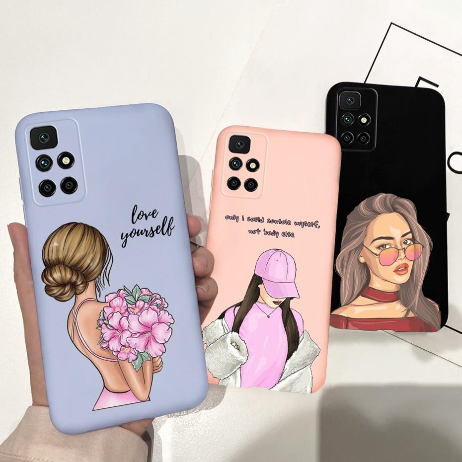 Case For Redmi 10 2022 Stylish Girl Flower Painted Cover For Xiaomi Redmi 10 Coque Fundas Redmi10 4G Soft Silicone Bumper