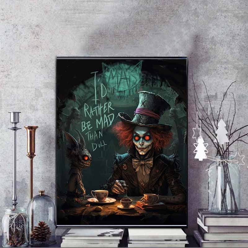 Disney Diamond Painting Dark Gothic Mad Hatter  Alice in Wonderland  Illustration Mosaic Craft Hobby DIY Gift Home Decoration Embroidery