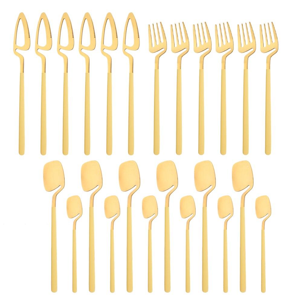 Newest Orange Silver 304 Stainless Steel Dinnerware High Quality 24Pcs Cutlery Set Matte Blue Flatware Knife Fork Spoon Hanging Tableware Set