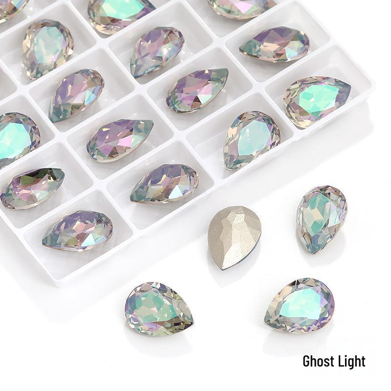 High-Grade K9 Teardrop Rhinestone DIY Jewelry Accessory - Silver-Plated Base with Irregular Crystal Glass Drill, Pointed Bottom