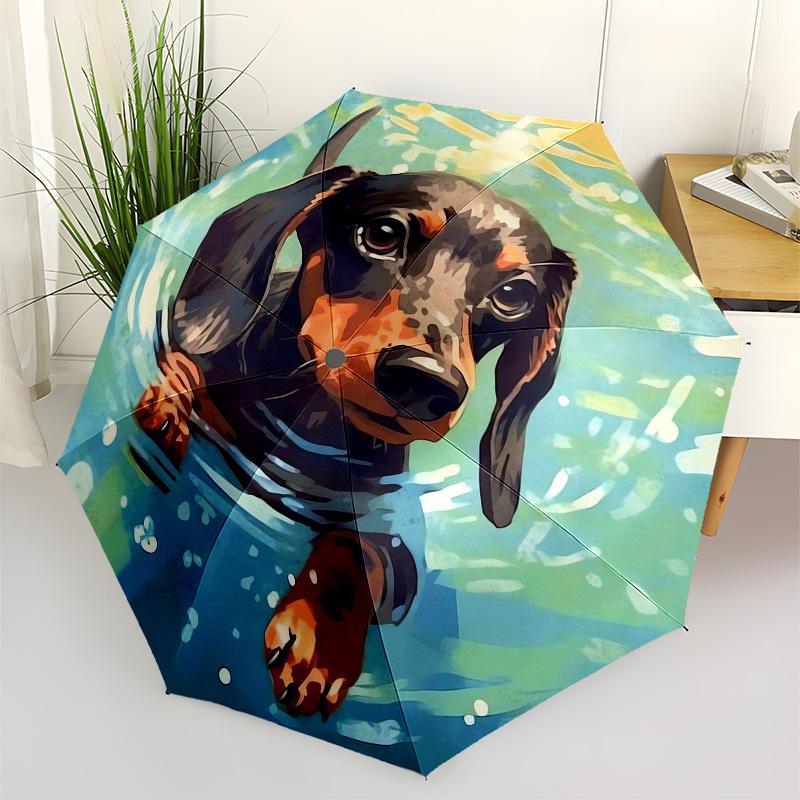 

1pc Dachshund Swimming in Water Umbrella with Plastic Handle,Suitable for All Seasons Home Travel Outdoor UmbrellaFP053