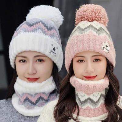 Ensemble bonnet et écharpe en velours pelucheux pour femme, cache-cou, coupe-vent, protection auditive, idéal pour l'hiver