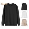 Unisex Fall Winter Sweatshirt Round Neck Long Sleeves Elastic Thread Cuff Pure Color Thermal Bottoming Top Basic Clothes Spring Top