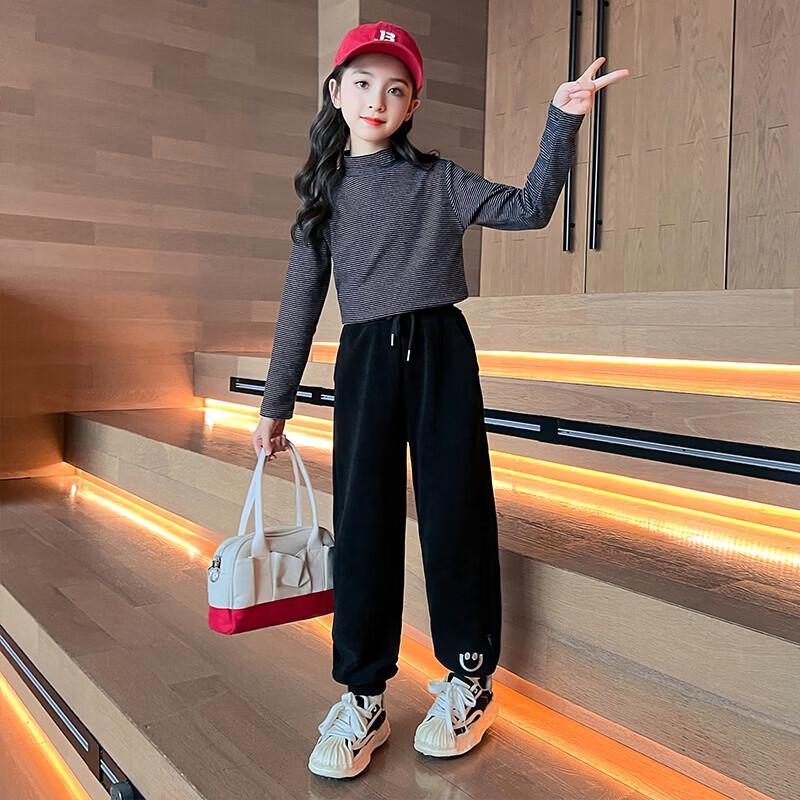 Girls' Autumn/Winter Fleece-Lined Casual Sweatpants