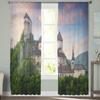 Castel Frumos la Apus de Soare Perdele Transparente Pentru Dormitor Living Perdele Tulle Pentru Fereastra Bucătăriei Perdele Voile