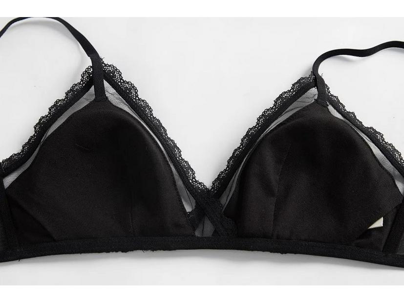 French Lace Triangle Bra: Sexy, Breathable, Wire-Free, Non-Padded, Cross-Border Style