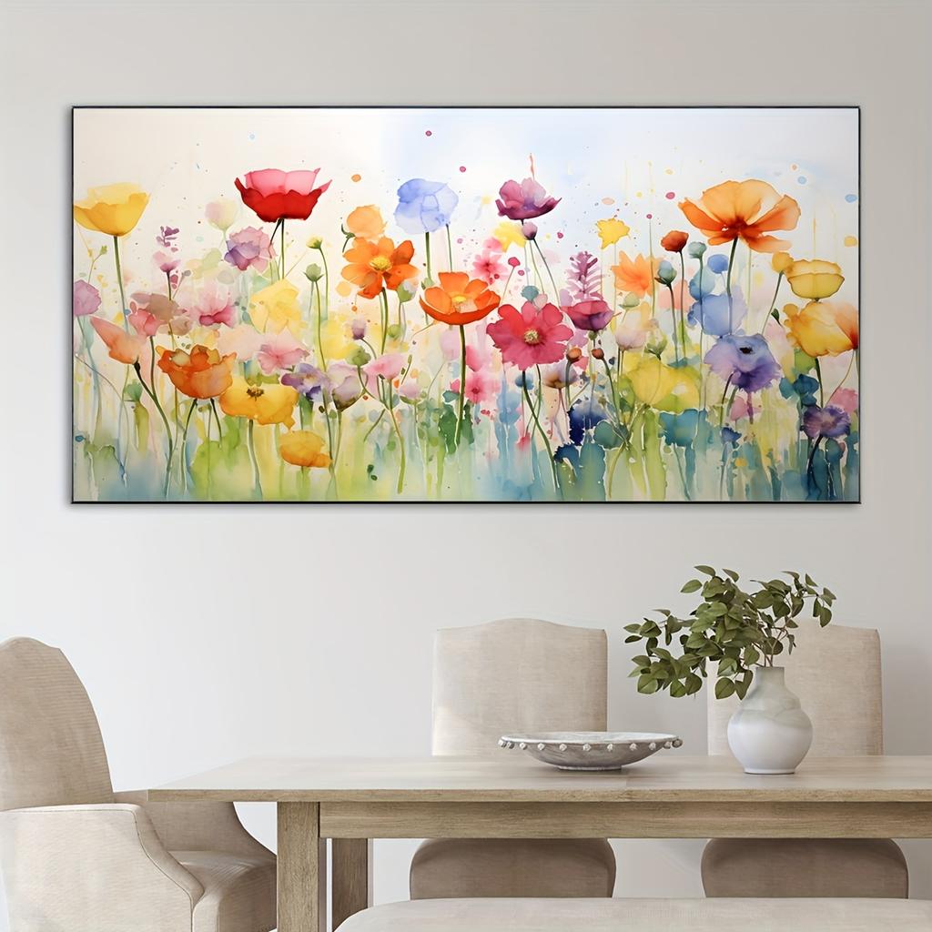 Floral Fantasy Wild Flower Canvas Print, Unframed Modern Art Deco, Ideal Indoor Wall Decor for Bedroom, Living Room, No Frame