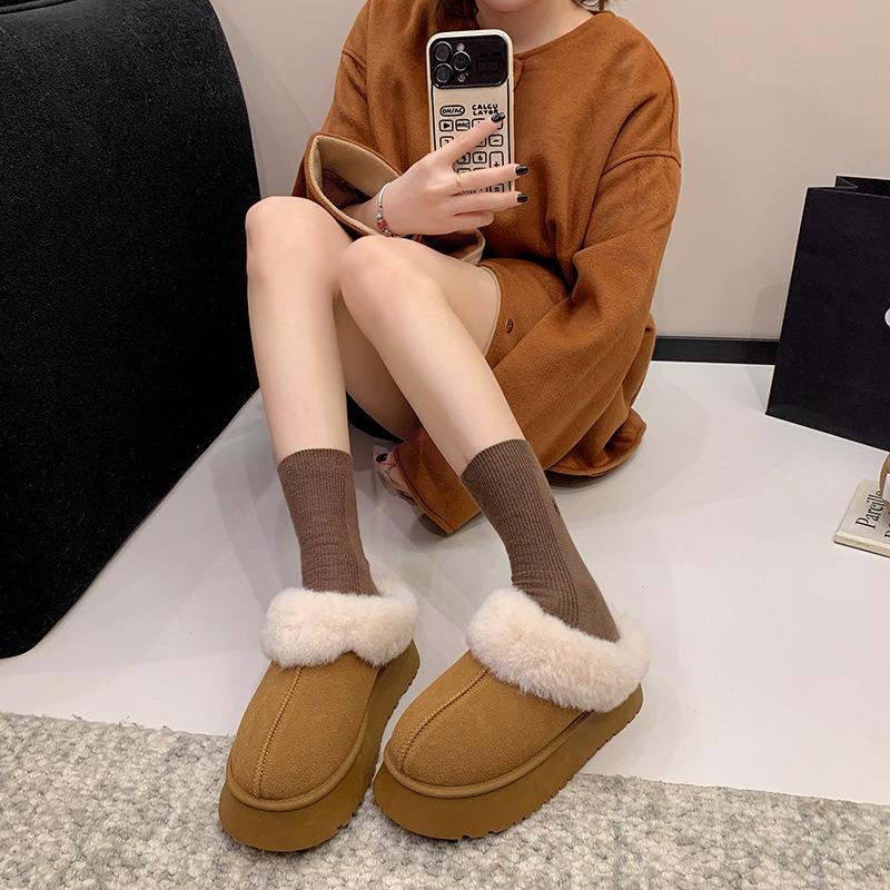 Fashion fluffy slippers women's new autumn and winter snow boots thick-soled piled cotton slippers