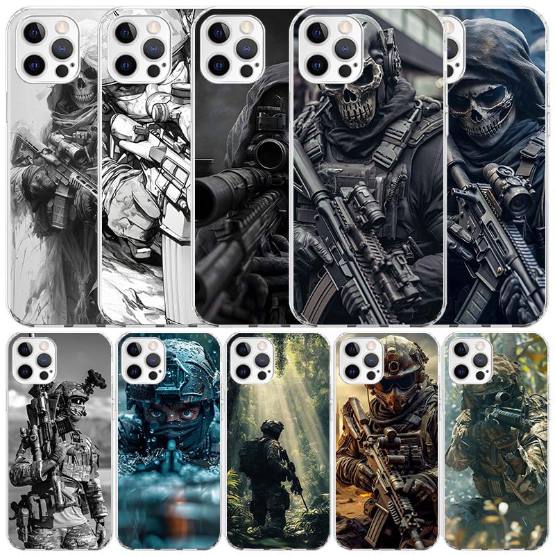Military Army Special Forces Soft Cover for iPhone 16 17 Air 15 14 Pro Max 16E Phone Case 13 Mini 12 11 7 SE 8 Print Pattern Fit