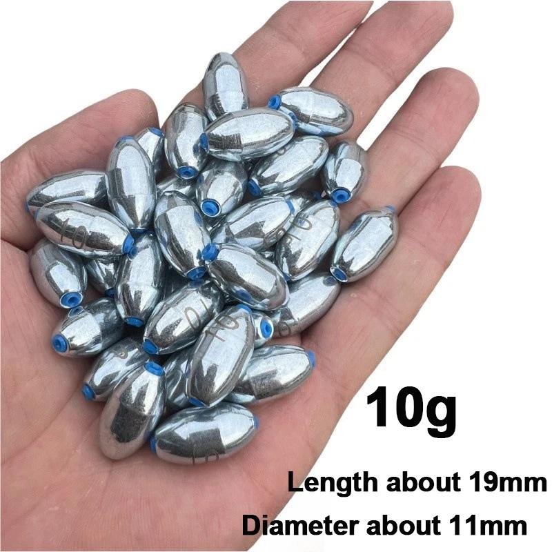 10pcs/Lot Alloy Hollow Olive Fishing Sinkers 3g/4g/5g/6g/7g/8g/9g/10g/12g/15g Carbon Steel Fishing Weights Fishing Accessories